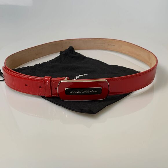 Dolce & Gabbana red patent leather belt authentic with COA 90cm 36 inch